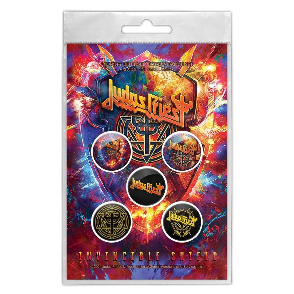 Judas Priest Invincible Shield Button Badge (Pack of 5), multicoloured, One Size