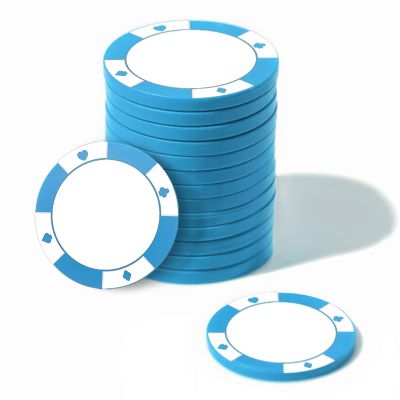 100-1000 Custom Poker Chips, 37/40mm Plastic Poker Chips with Personalized Logo, Image or Text, Double Sided Full Color Print Custom Tokens for Bar, Party, Poker Game, Casino Night (Light Blue, 40MM)