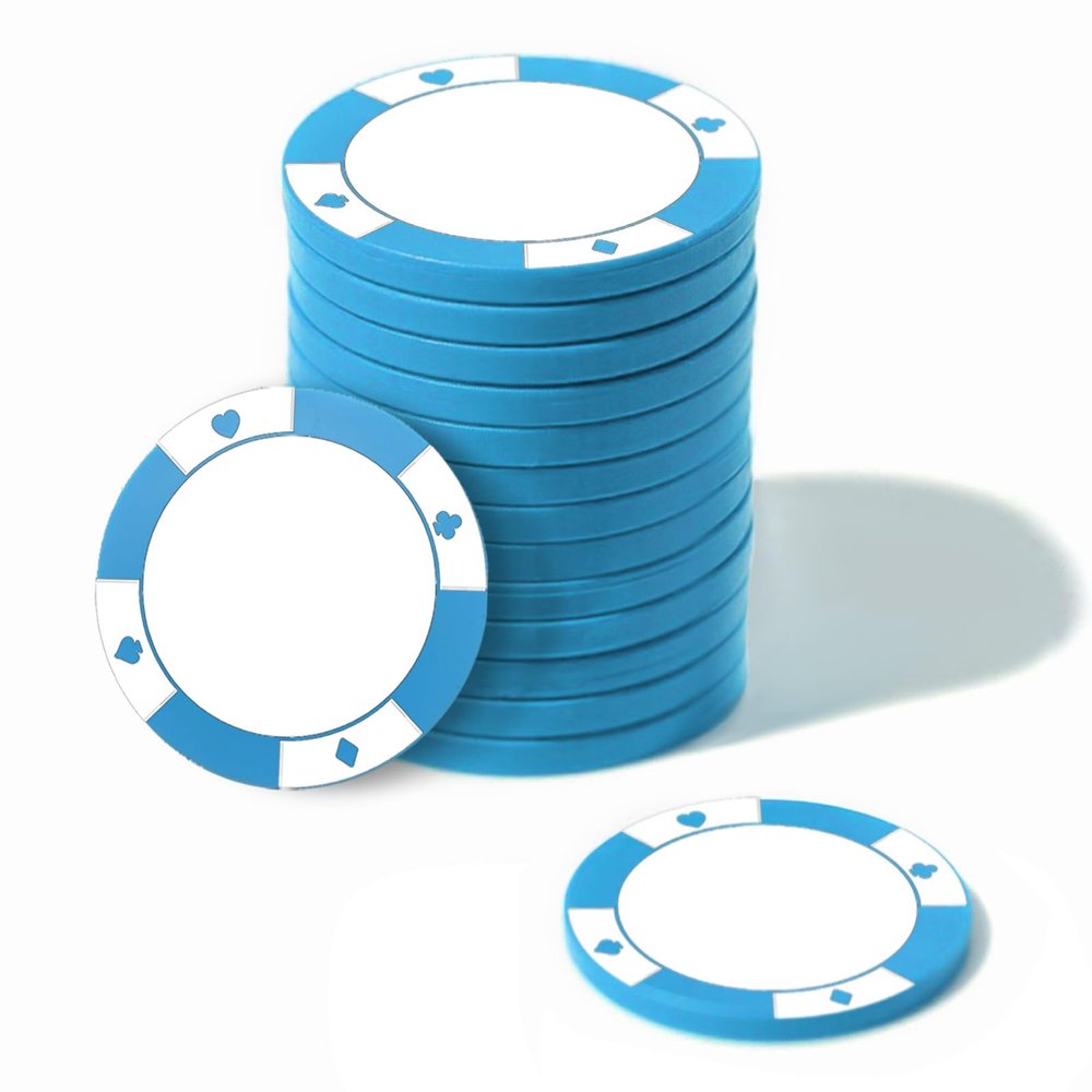 100-1000 Custom Poker Chips, 37/40mm Plastic Poker Chips with Personalized Logo, Image or Text, Double Sided Full Color Print Custom Tokens for Bar, Party, Poker Game, Casino Night (Light Blue, 40MM)