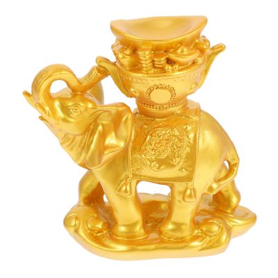 SOLUSTRE Detailed Resin Elephant Statue Crystal-Ball Support Stand Unique Desktop Decor for Home