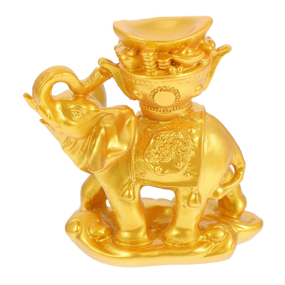 SOLUSTRE Detailed Resin Elephant Statue Crystal-Ball Support Stand Unique Desktop Decor for Home