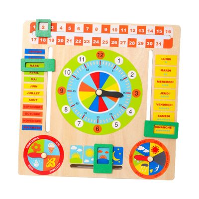 Vaguelly Multi-Functional Wooden Clock Toy for Boy Girl and Cognition Board Bright Colors Educational Puzzle Plaything for Toddlers for Learning Activities and