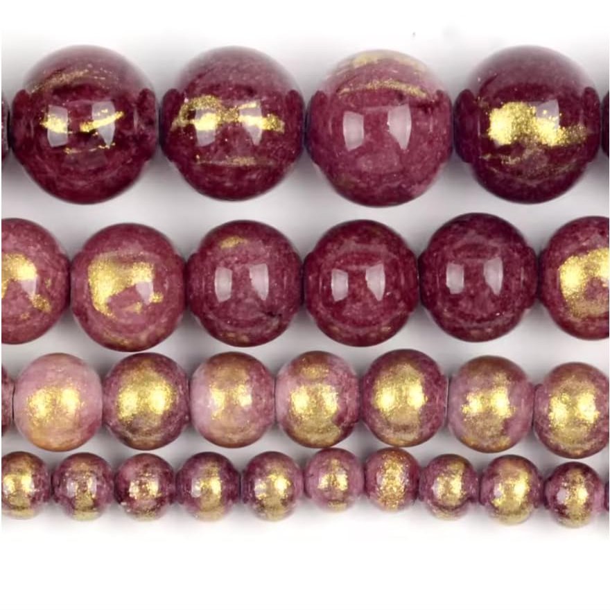 4/6/8/10mm Plated Gold Jades Round Loose Natural Stone Beads for Making DIY Bracelet Handmade Accessories,Win Red,10mm Approx 37pcs