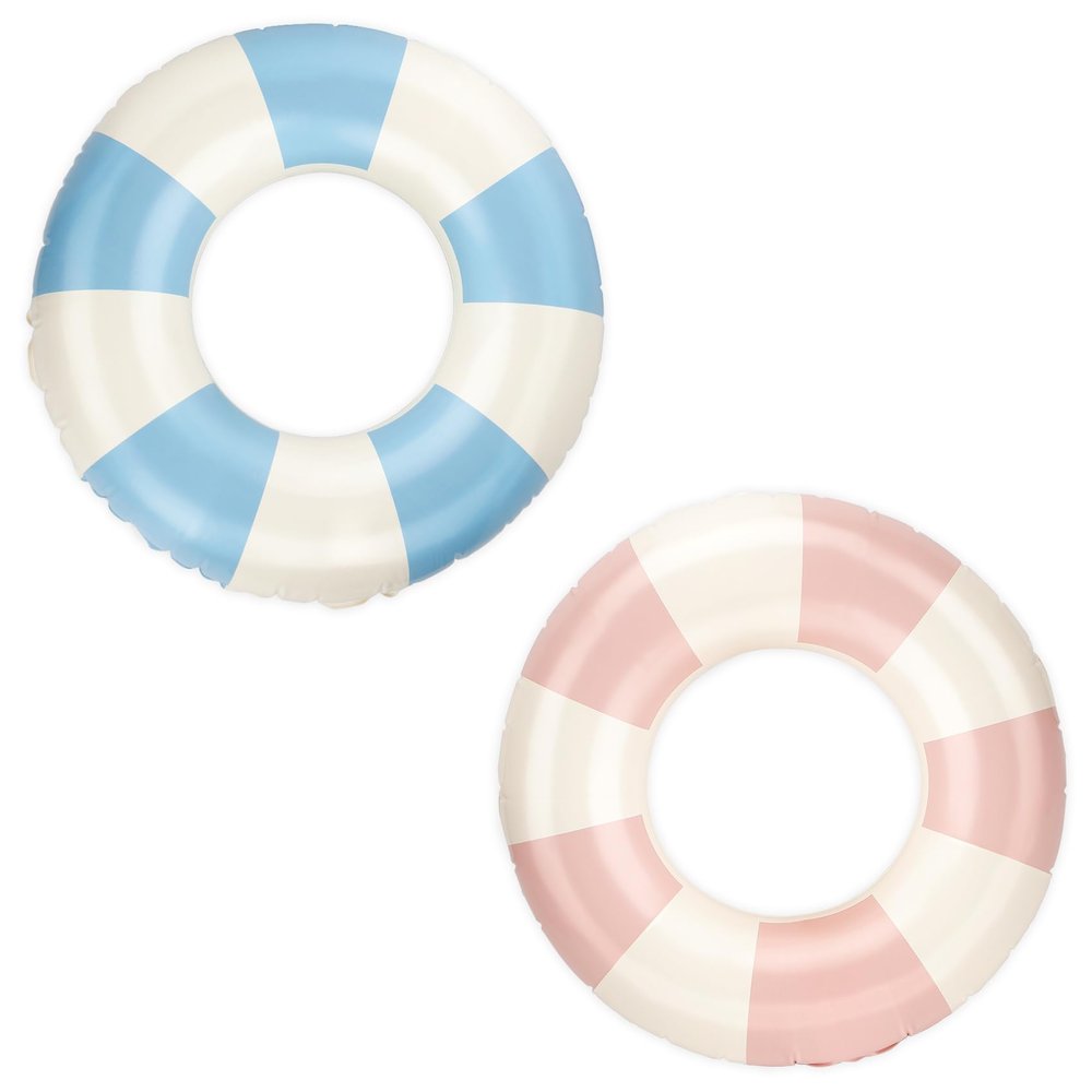 2 Pack Blue Pink Inner Tubes, Round Intertubes Pool Floats Floating Tubes for Adult Kids Swim Pool Rings Floaties Tube Inflatable Donut Float Swimming Ring Water Lake Party Supplies