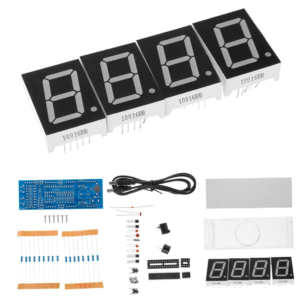 Zerodeko SCM LED Digital Clock Kit Light Control Assembled Microchip Clock for DIY Projects Electronic Components Case Suitable for Home Decor and Learning