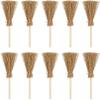 10Pcs Mini Brooms, Witch Straw Brooms, Doll House Dollhouse Accessories Props Miniature Artificial, Mini Furniture Halloween Decoration Accessory for Costume Cosplay Party, Dollhouse Dcor view 1