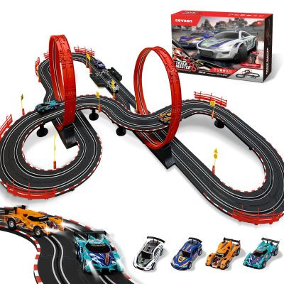 Slot Car Race Track Sets for Kids -30FT Electric Race Car Track with 4 Slot Cars(1:43), Lap Counter, Dual Racing Game &Multiple Types of Tracks - Christmas, Birthday Gift Toys for Ages 8-13