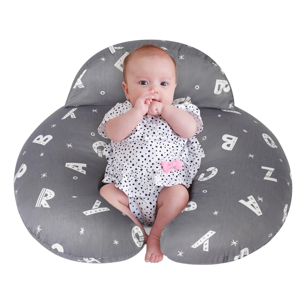 AMASKY Plus Size Breastfeeding Pillow for Ergonomic Comfort & Support, Easier Nursing, Fit, Removable Cover, Machine Washable, Letter Pattern(Grey), Pallet of Product