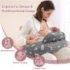 AMASKY Plus Size Breastfeeding Pillow for Ergonomic Comfort & Support, Easier Nursing, Fit, Removable Cover, Machine Washable, Letter Pattern(Grey), Pallet of Product view 2