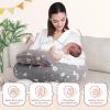 AMASKY Plus Size Breastfeeding Pillow for Ergonomic Comfort & Support, Easier Nursing, Fit, Removable Cover, Machine Washable, Letter Pattern(Grey), Pallet of Product view 3