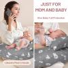 AMASKY Plus Size Breastfeeding Pillow for Ergonomic Comfort & Support, Easier Nursing, Fit, Removable Cover, Machine Washable, Letter Pattern(Grey), Pallet of Product view 4