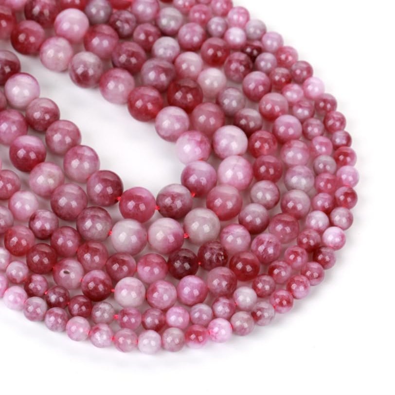 6 8 10mm Natural Stone Beads Plum Tourmaline Jade Round Spacer Beads For Making DIY Handmade Bracelet Necklace 15'',Plum Tourmaline Jade,6mm 59 To 61pcs