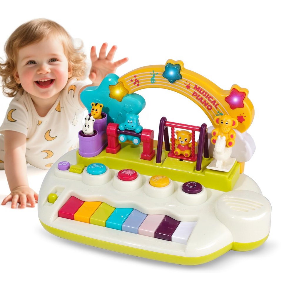 Baby Piano Toys for 1+ Years Old Birthday Gifts Animal Light Up Musical Toy Music Toy Instruments Piano Keyboard Toy for Toddlers Infant Learning Educational Interactive Toys 3+ Months