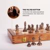 15-Inch Metal Chess Set with Wooden Storage Box - Folding Travel Board, Alloy Chess Pieces for Adults, Strategy Game & Home Decor (Bronze) view 3