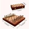 15-Inch Metal Chess Set with Wooden Storage Box - Folding Travel Board, Alloy Chess Pieces for Adults, Strategy Game & Home Decor (Bronze) view 4