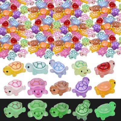 50PCS Mini Turtles Luminous Mini Resin Animals Sea Resin Turtle Figurines, Plastic Ocean Tiny Turtles to Hide, Glow in the Dark Plastic Tortoises for Micro Landscape Little Garden Decor Party Gifts
