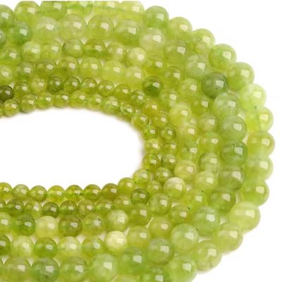6/8/10mm Olivine Beads Round Natural Chrysolite for Making DIY Bracelet Necklace,Olivine,6mm About 62Pcs