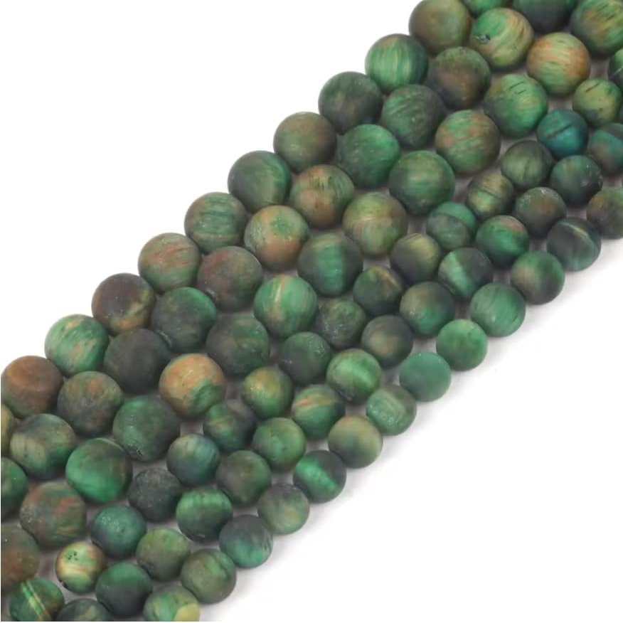6/8/10mm Natural Frosted Green Tiger Eye Stone Beads Round Loose Spacer Beads For Making DIY Bracelet Necklace Handmade,Frosted Green Tiger Eye,6mm 57-60pcs