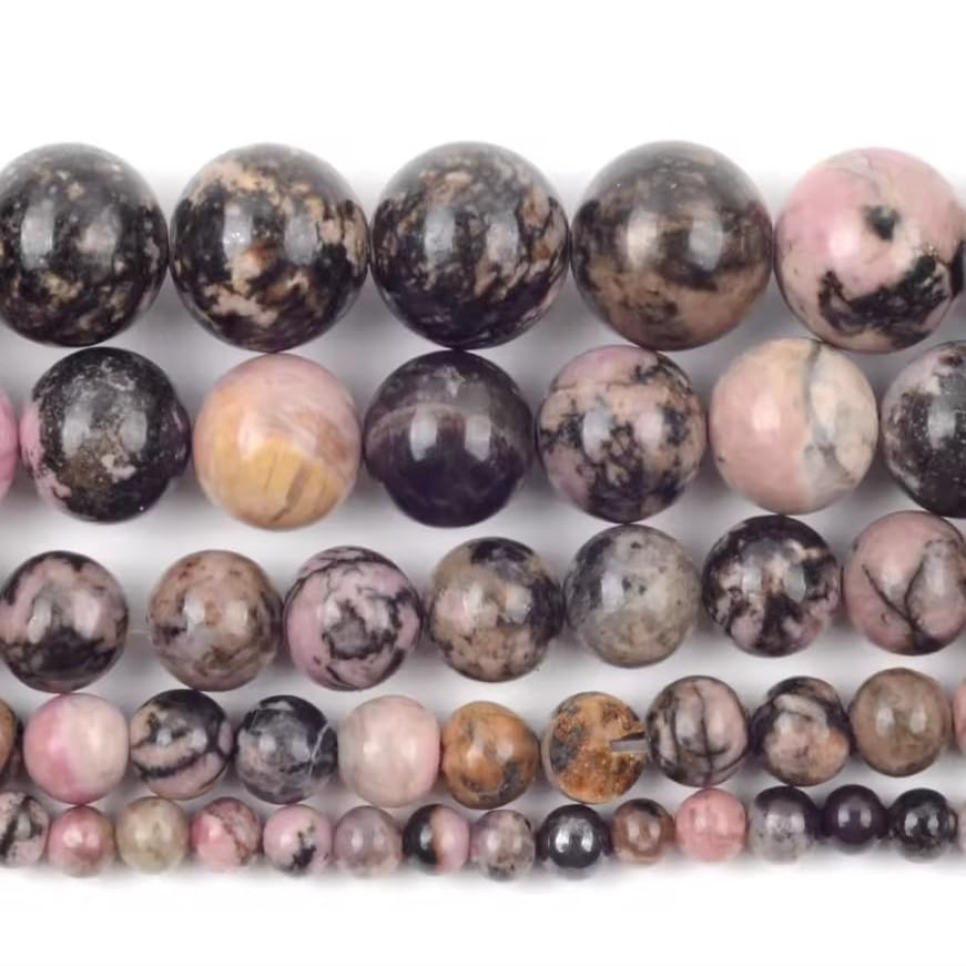 4mm-12mm Natural Black Rhodonite Stone Round Beads for Making DIY Bracelets Necklace 15",Black Rhodonite,8mm Approx 45pcs