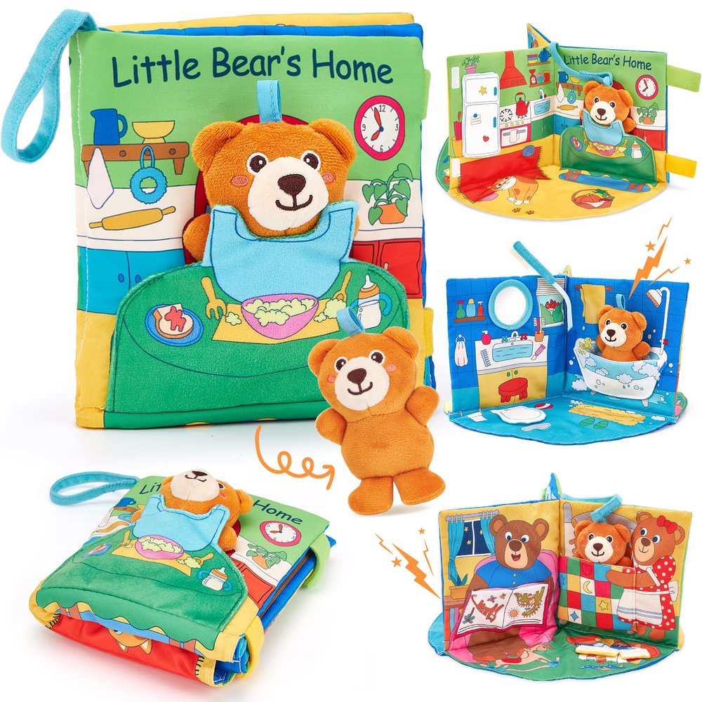 hahaland Baby Book for 1 Year Old - Touch and Feel Soft Activity Books Tummy Time Baby Toy 6 9 12 18 Months Interactive Book for Babies 6-12 Month on Airplane Birthday Easter Basket Stuffers