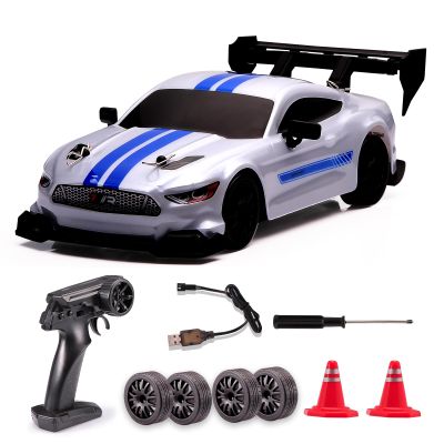 1:24 Scale RC Drift Car,4WD 2.4GHz High Speed Racing Hobby Sport Toy Car Vehicle with LED Lights,Racing and Drift Wheels for Adult Boys Girls Kids Gift (8602-White)