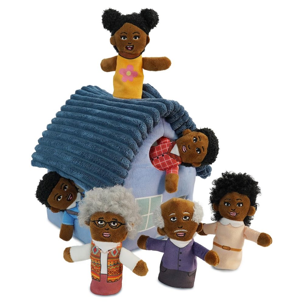 Finger Puppet Family Finger Puppet,6pcs Cute Puppet Mini Plush Toys Teaching Show,Soft Puppet for Kids Family Role Playing (African Home)
