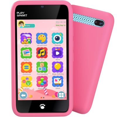 MOMILLA Toys Kids Smart Phone for Girls, 3.97" Cell Phone with Dual Cameras, Stickers & Frames, 200+ Games, 16GB Storage, Educational Mini Toddler Play Toy, Birthday Gift for Kids Age 3-10