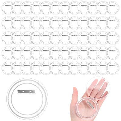 60 Pcs 3 Inch Clear Button Pins for Crafts Plastic Acrylic Button Badge with Pin Backs DIY Photo Blank Buttons Bulk for Picture Badge Maker DIY Projects Supplies