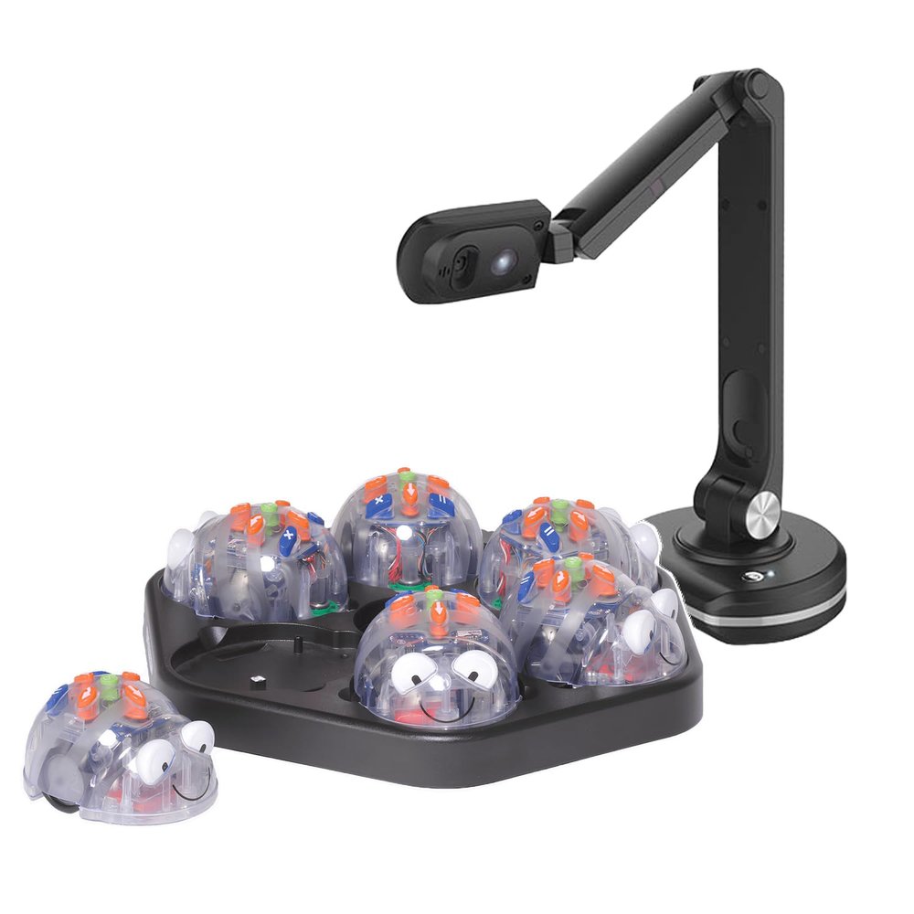 Online Programming: 6pcs Blue-Bots Floor Robotics and Docking Station w/USB Cable with Free Joyusing V500S 8MP HD Document Camera - Perfect for Online Teaching & Learning