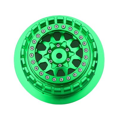 BeaxTurbo Racing Upgrade Parts RC CNC Aluminum Beadlock Wheel V2 Proline Hyrax Tire for Traxxas UDR 1/7 Green 1PCS (Green/Green)