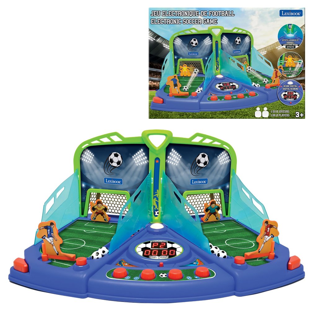 Lexibook, Electronic Football Game with Light and Sound Effects for 2 Players, Blue/Green, JG945