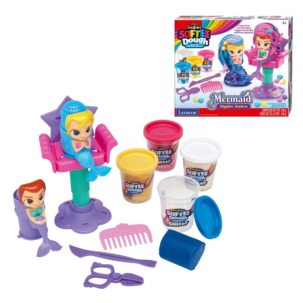 Lexibook, Mermaid Hair Salon with Modeling, Pink White Blue Yellow, CRDOUGH12