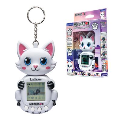 Lexibook, My Best-E Chat  Virtual Pet Console, 1900+ Animations, 3 Mini Games, Compact and Lightweight Keychain Format, JLMBCAT