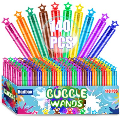 140 Pack Mini Bubble Wands for Kids, 10 Colors Bulk Bubble Wand with Star Top, Perfect for Birthday, Carnival Prize,Party Favors, Wedding, Summer Outdoor Toys,Goody Bags Stuffer Bubbles