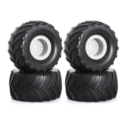 1/24 Monster Truck Rim Tires4pcsOD:52mm*27mm Hex 7mm Compatible with FCX24 SCX24 C10 Deadbolt Gladiator Bronco 1/24 Crawler Car(4pcs White)