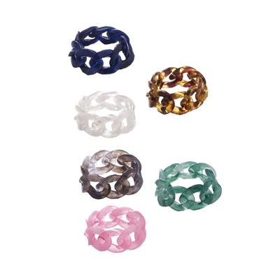 TOVINANNA 6pcs Resin Chain Rings Finger Jewelry for Unique Style for and Festivals Skin Friendly Material Creative Design Color
