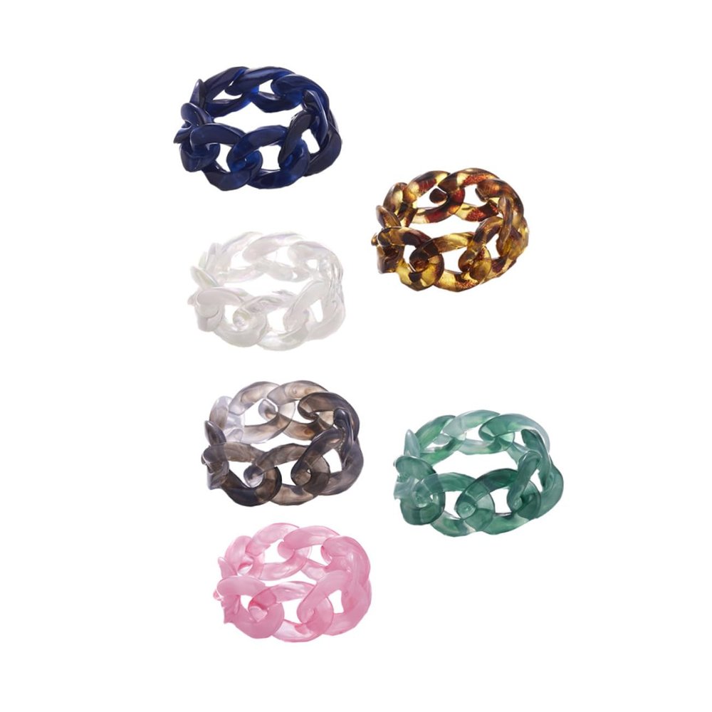 TOVINANNA 6pcs Resin Chain Rings Finger Jewelry for Unique Style for and Festivals Skin Friendly Material Creative Design Color