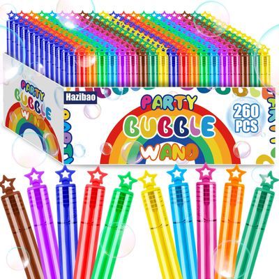 260 Pcs 10 Colors Mini Bubble Wands for Kids,Bulk Bubble Wand with Star Top, Perfect for Birthday,Party Favors, Wedding, Summer Outdoor Toys,Goody Bags Stuffer Bubbles, Carnival Prize,Givea Way