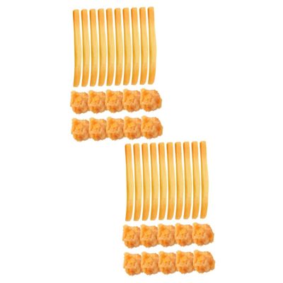 BESPORTBLE 2sets 20pcs Simulation Chicken Popcorn French Fries Model for Pretend Play Realistic Kitchen Decor Restaurant Display Buffet Decoration 20pcs*2