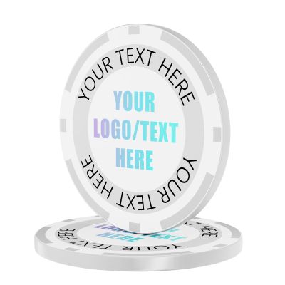 100-1000Pcs Custom Poker Chips,Personalized Poker Chips,Custom Poker Chips with Logo, Custom Drink Tokens, Plastic Casino chips, Customized Golf Ball Markers for Poker Game (Gray White, 37mm)