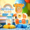 12 Pcs Here Comes The Son Baby Shower Decorations Honeycomb Centerpieces Welcome Here Comes The Son Table Decoration Sunshine Rainbow Bottle Stroller Table Topper for Baby Shower Party Favor view 3