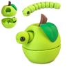 3D Printed Apple Container with Worm Flexi Inside,3D Printed Animals Toys,STEM Educational Toy for Nature Learning,Fun Sensory Fidget Toy for Kids, Unique Fun Decoration (Green) view 1