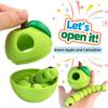 3D Printed Apple Container with Worm Flexi Inside,3D Printed Animals Toys,STEM Educational Toy for Nature Learning,Fun Sensory Fidget Toy for Kids, Unique Fun Decoration (Green) view 2