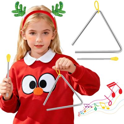 6 Inch Triangle Instrument,Musical Steel Triangles Percussion with Striker for Music Learning,Teaching,Kids,Adults,School Prize,Party Supplies