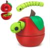 3D Printed Apple Container with Worm Flexi Inside,3D Printed Animals Toys,STEM Educational Toy for Nature Learning,Fun Sensory Fidget Toy for Kids, Unique Fun Decoration (Red) view 1