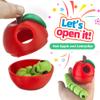 3D Printed Apple Container with Worm Flexi Inside,3D Printed Animals Toys,STEM Educational Toy for Nature Learning,Fun Sensory Fidget Toy for Kids, Unique Fun Decoration (Red) view 2