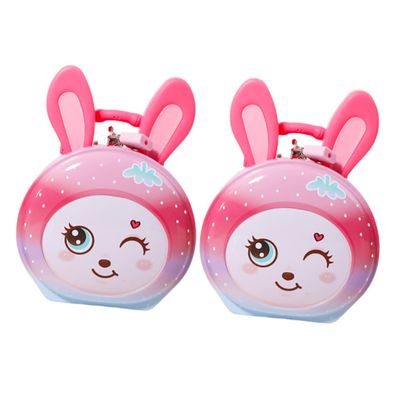 Abaodam 2Pcs Cartoon Iron Piggy Banks for Boy Girl Money Containers with Decorative Coin Organizers for Bedroom Saving and Cash Storage