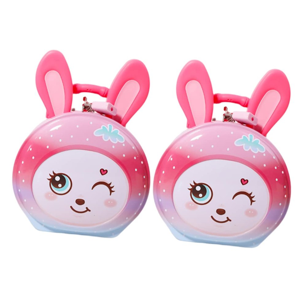 Abaodam 2Pcs Cartoon Iron Piggy Banks for Boy Girl Money Containers with Decorative Coin Organizers for Bedroom Saving and Cash Storage