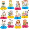 12 Pcs Book Party Decorations a Chapter Is About to Begin Honeycomb Centerpieces Book Animal Storybook Table Decoration Lions Tigers Bears Elephants Table Topper for Party Decor view 1
