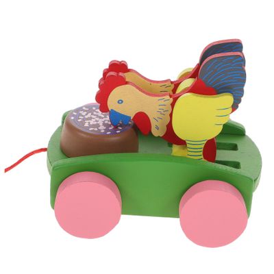 Hohopeti Animal Pull-Along Toy for Toddlers Wooden Early Education Cart Cartoon Animals Develops Hand-Eye Coordination and Cognitive Skills Great for Learning Playtime